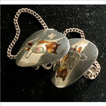 .925 STERLING SILVER DOUBLE PENDANT JEWELRY, VINTAGE NATIVE 