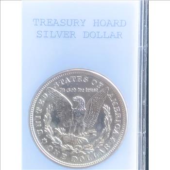 1921 MORGAN UNCIRCULATED TREASURY HOARD SILVER DOLLAR IN REALLY NICE LUSTER CONDITION , IN THE SLAB