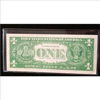 1957 SERIES $1 DOLLAR SILVER CERTIFICATE NOTE, BLUE SEAL SEMI CRISP IN SLEVE