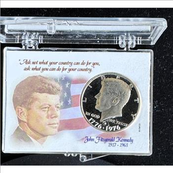 1976-1976-S KENNEDY SILVER  HALF DOLLAR CAMEO PROOF UNCIRCULATED COIN IN A KENNEDY CASE
