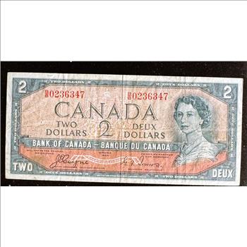 1954 SERIES COYNE/TOWERS DEVILS FACE OTTAWA CANADA $2 DOLLAR CURRENCY IN A SLEVE