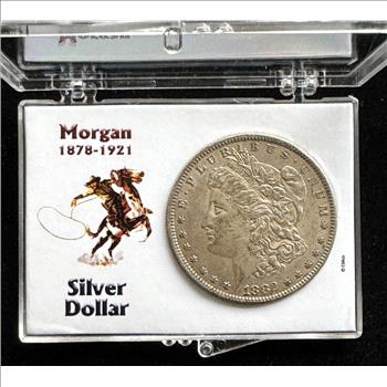 1882-O MORGAN SILVER DOLLAR COIN IN A CASE