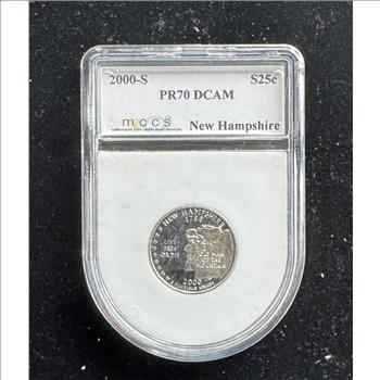 2000-S 25C SILVER VERY HIGH GRADE PROOF-70 DEEP CAMEO COIN IN THE SLAB