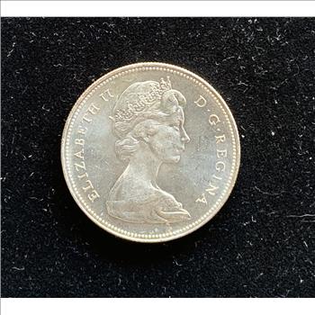 1966 SILVER ONE DOLLAR, CANADA CANOE IN THE RAIN, BU SHINY COIN