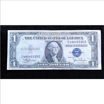 SILVER CERTIFICATE SERIES 1935 C, ONE DOLLAR NOTE, NICE CRISP BLUE LABEL NOTE IN SLEVE