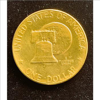 1976-D EISENHOWER UNCIRCULATED $1 DOLLAR GOLD LAYERED COIN,  BRIGHT LUSTER