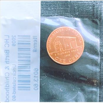 2009  LINCOLN CHILDHOOD BIRTH PENNY, UNC-60 COIN IN SEALED PKG