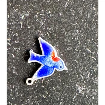 .925 STERLING SILVER VINTAGE SIGNED COLORIZED BLUEBIRD OF HAPPINESS CHARM