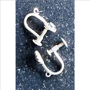 .925 STERLING SILVER ANTIQUE SCREW ON EARRINGS WITH NICE GARNET STONES