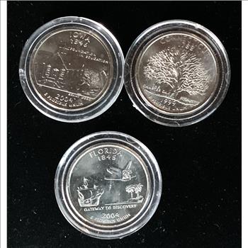 US STATES UNCIRCULATED COMMEMORATIVE QUARTERS IN ORIG CASE SET OF 3