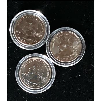 US STATES UNCIRCULATED COMMEMORATIVE QUARTERS IN ORIG CASE SET OF 3