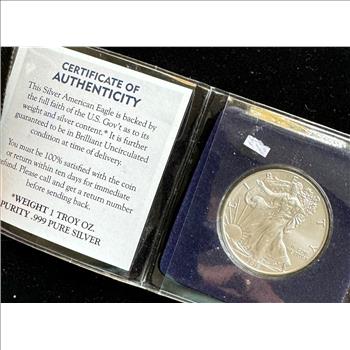 2016 .999 1OZ SILVER AMERICAN EAGLE ONE DOLLAR, BRILLIANT UNCIRCULATED IN PKG WITH COA