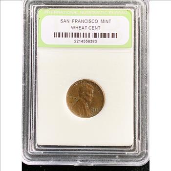 SF MINT WHEAT CENT COIN 1955-S UNCIRCULATED, IN THE SLAB