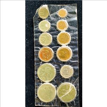 RUSSIAN COINS, BRILLIANT UNCIRCULATED SET 12 COINS IN ORIG VACUMN PACKED SEALED WRAP PKG, SOME RARE, ALL IN EXCELLENT CONDITION