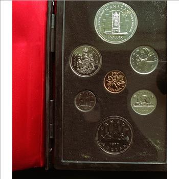 1977 ROYAL CANADIAN MINT DOUBLE STRUCK PROOF (7) COIN SET, THE THRONE OF THE SENATE, $1 SILVER, ALL UNBLEMISHED