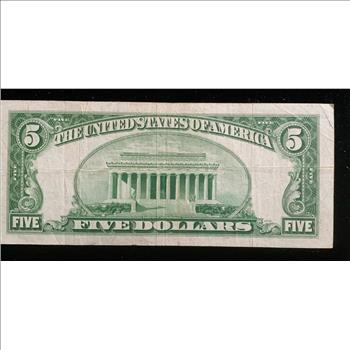 SERIES 1953 RED SEAL, $5 DOLLAR NOTE IN SLEVE