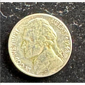 1943-S WARTIME SILVER NICKEL, BRIGHT SHINY COIN