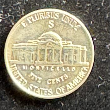 1943-S WARTIME SILVER NICKEL, BRIGHT SHINY COIN