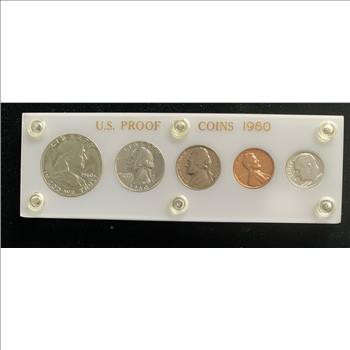 1960 U S PROOF SILVER SET, GEM COINS, MIRROR SHINE IN ORIG US MINT CASE