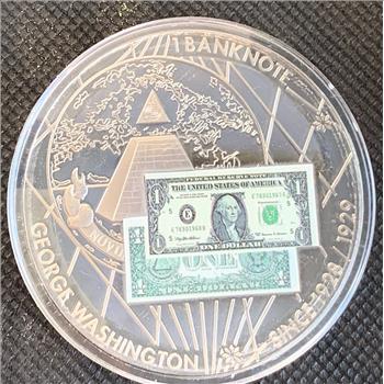 GEORGE WASHINGTON BANKNOTE COIN UNC W/COA 