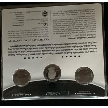 AMERICA THE BEAUTIFUL QUARTERS 3 COIN SET ONE PROOF & 2 UNC IN ORIG US MINT PKG VOYAGEURS NATIONAL PARK