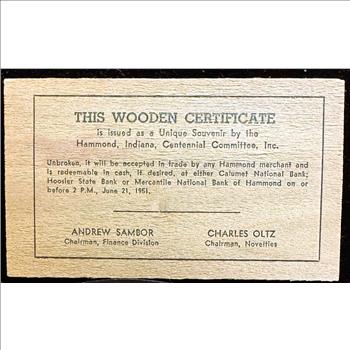 1951 RUSSELL KANSAS ONE WOODEN NICKEL PAPER CURRENCY COIN, PRAIRIESTA OF 51