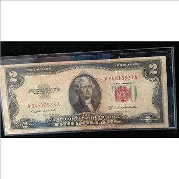 1953 B TWO DOLLAR NOTE RED SEAL IN SLEVE