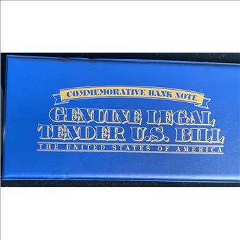 $2 DOLLAR OFFICIAL FEDERAL RESERVE BANK NOTE, YELLOWSTONE NAT PARK COMMEMORATIVE, BU IN ORIG FOLDER