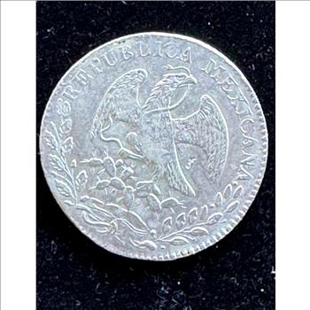 1869 PI PS SILVER MEXICO 8 REALES, AU NICE COIN