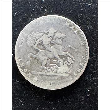 1820 LX .925 SILVER GREAT BRITAIN CROWN, GEORGE III VERY GOOD
