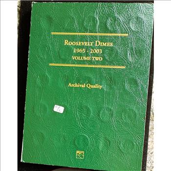 1965-2003 ROOSEVELT DIMES (67) COIN SET, NEAR COMPLETE, QUALITY, IN A LITTLETON COIN BOOK