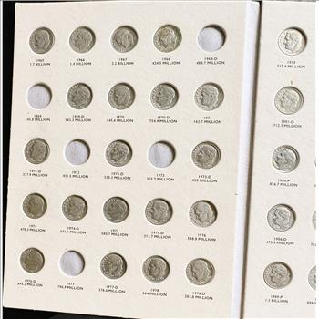 1965-2003 ROOSEVELT DIMES (67) COIN SET, NEAR COMPLETE, QUALITY, IN A LITTLETON COIN BOOK