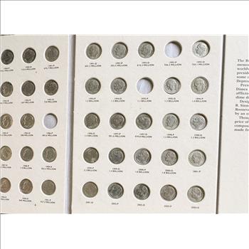 1965-2003 ROOSEVELT DIMES (67) COIN SET, NEAR COMPLETE, QUALITY, IN A LITTLETON COIN BOOK