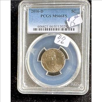 2016-D 5C COIN, PCGS GRADED MS-66 FS, IN THE SLAB