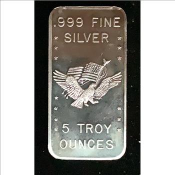 5 Troy Oz Silver Bar .999 Fine Vintage Minted From US Strategic Stockpile Silver US Assay Office SF 1981
