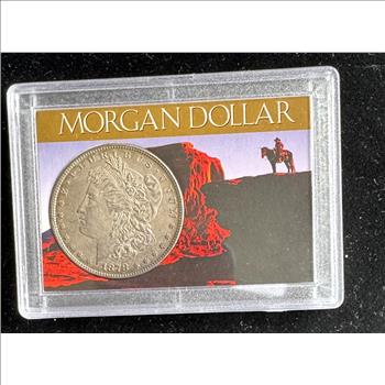 1878 MORGAN SILVER DOLLAR 7 OVER 8 TAIL FEATHERS, NICE DETAILED COIN IN A HARD CASE