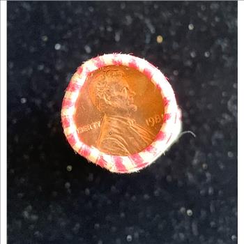 1981 ROLL OF BRILLIANT UNCIRCULATED LINCOLN CENTS ORIGINAL BANK WRAPPER, (50), COPPER COINS