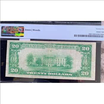 1929 SERIES $20 DOLLAR NATIONAL CURRENCY NOTE, FIRST NATIONAL BANK OF EVERETT WASHINGTON, PMG GRADED 25 VERY FINE