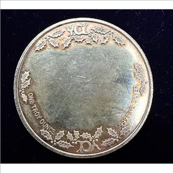 SANTA SOAKING HIS FEET, VINTAGE 1oz 999 FINE SILVER ROUND COIN