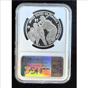 2022-P $1 DOLLAR NEGRO LEAGUES BASEBALL, .999 FINE SILVER NGC HIGH GRADED PROOF 69 ULTRA CAMEO GEM UNBLEMISHED COIN IN THE SLAB