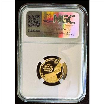 GOLD, 2022-W $5 DOLLAR NEGRO LEAGUES BASEBALL, NGC HIGH GRADED PROOF 70 ULTRA CAMEO, GEM UNBLEMISHED COIN IN THE SLAB