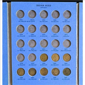 1856-1909 INDIAN HEAD CENT INCOMPLETE (28) COIN SET IN A WHITMAN BOOK