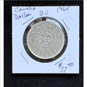 1864-1964 CHARLOTTETOWN QUEBEC, 80% SILVER $1 DOLLAR BRILLIANT UNCIRCULATED  GEM COIN