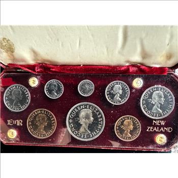 1953 NEW ZEALAND 8 COIN ABSOLUTE GEM PROOF MINT SET SEALED HARD CASE, ORIG PKG, ORIG 