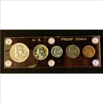 1955 SILVER U.S. PROOF SET, UNBLEMISHED HIGH GRADE 5 COIN SET