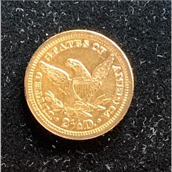 GOLD, 1879 U.S. $2 1/2 DOLLAR GOLD COIN, HIGH GRADE GEM