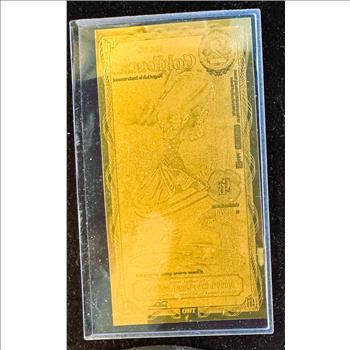 GOLD, IDAHO GOLDBACKS 2 GOLD FOIL NOTE, 1/500 th 24K .999 FINE GOLD, CAN BE USED AS LEGAL TENDER, PHOTOS IN PROTECTIVE COVERS