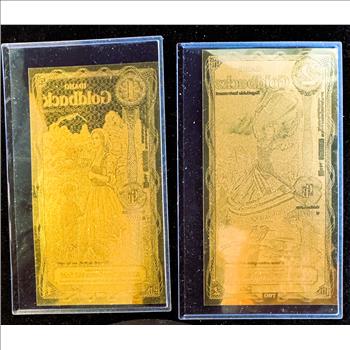 GOLD, IDAHO GOLDBACKS 1 & 2 GOLD FOIL NOTES, 1/1000 & 1/500th 24K .999 FINE GOLD, CAN BE USED AS LEGAL TENDER, PHOTOS IN PROTECTIVE COVERS