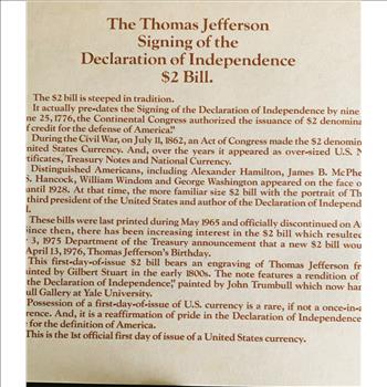 1976 OFFICIAL FIRST DAY OF ISSUE $2 FEDERAL RESERVE NOTE, BICENTENNIAL 2 DOLLAR BILL, UNCIRCULATED IN ORIG PKG, PERFECT CRISP