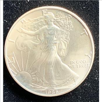 1oz .999 FINE SILVER, AMERICAN SILVER EAGLE, 1ST YEAR ISSUE BU BRIGHT SHINY COIN